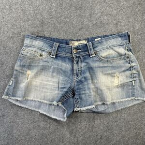 BKE Sabrina Shorts Womens 31 Blue Denim Distressed Cutoff Frayed Hem Jean